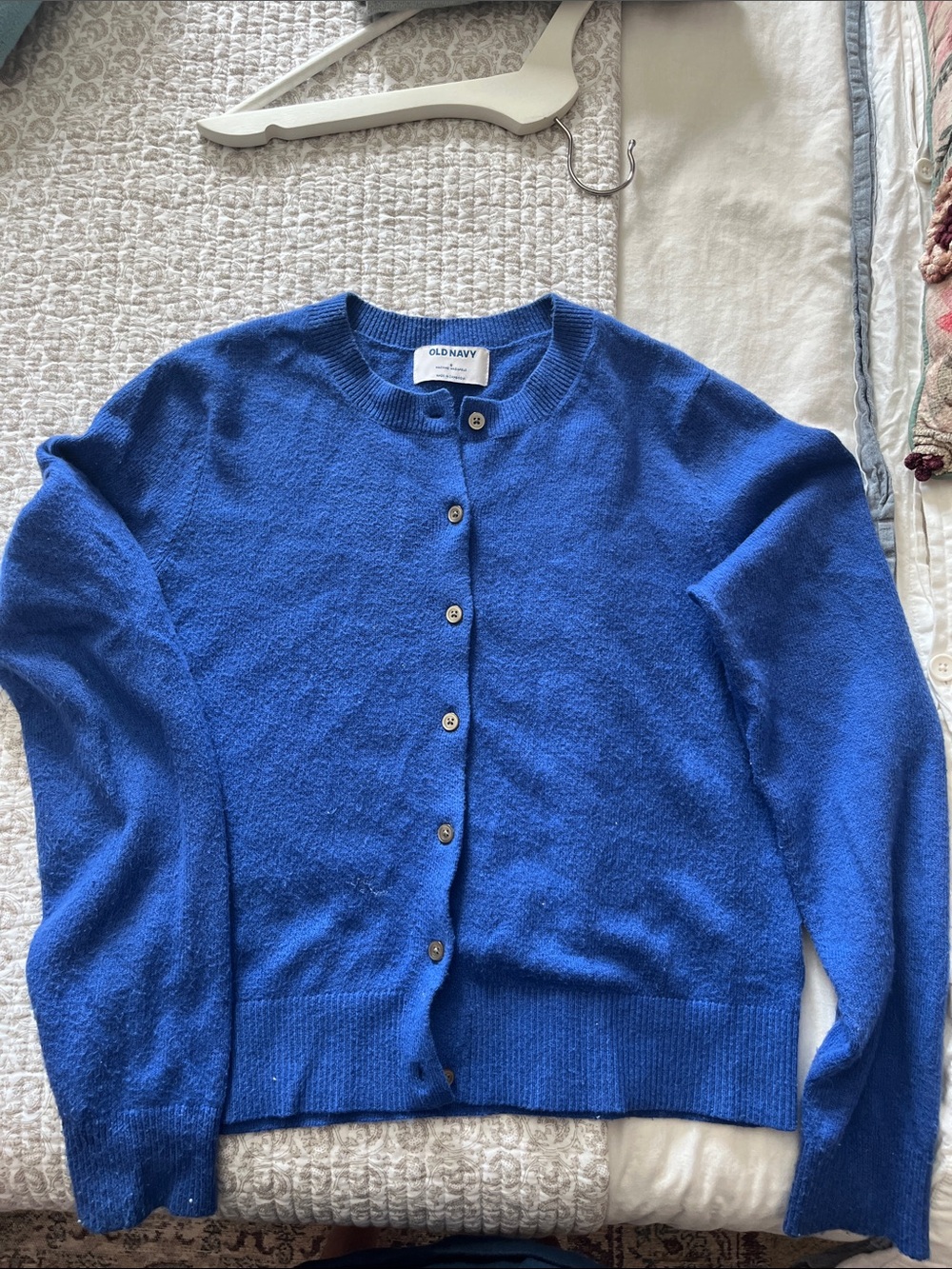 Old Navy Women's Cobalt Blue Button-Front Crewneck Cardigan